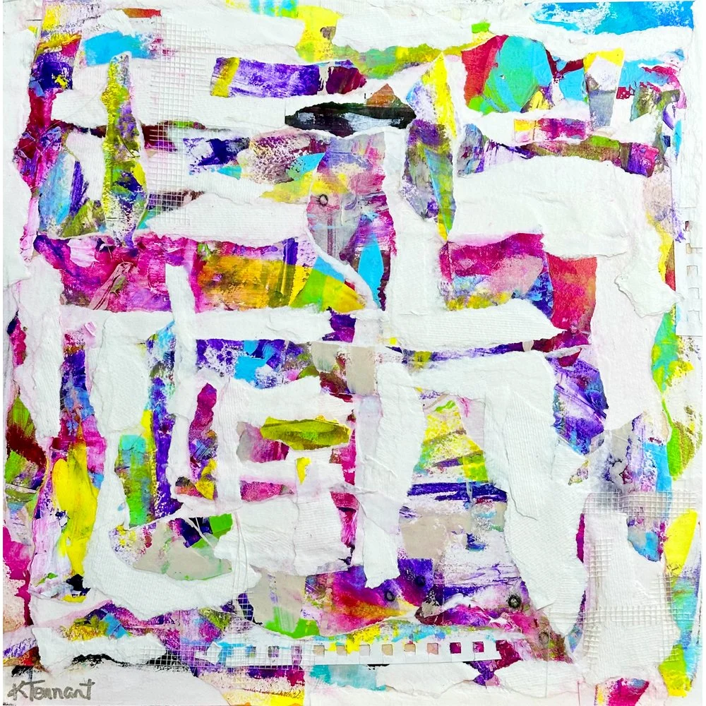 Path Of Many Colours Original Abstract Mixed Media Collage Art